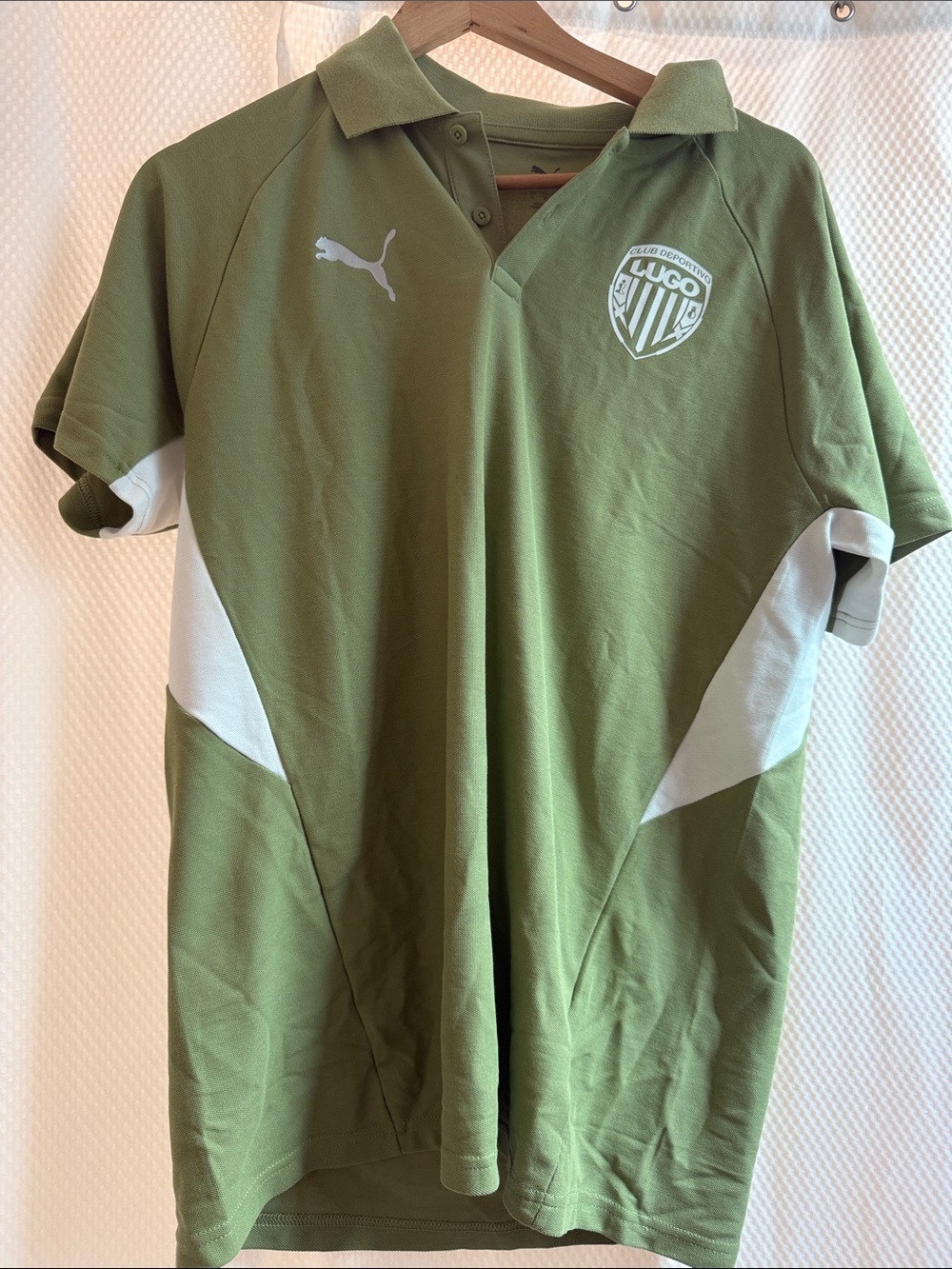 Puma Olive Green Polo with White Accent Panels and Lugo Crest